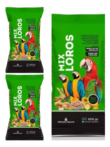 Alimento Para Loros  Mix Loro Nelsoni Ranch X 600 G X 3 Unid