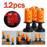 Candelabro Led Colorido Luz De Vela De Halloween Mesa 12 Un