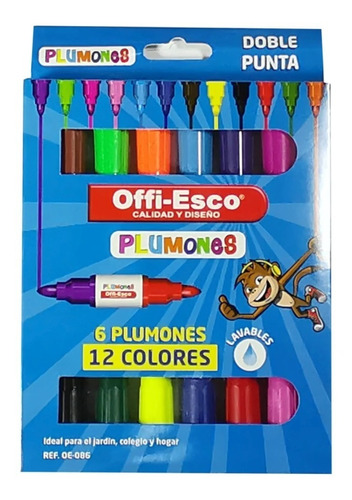 Plumones Offi-esco Lavables Jumbo Doble Punta *6 Uds X10 Cj