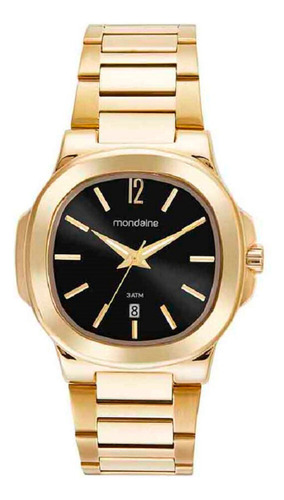Relógio Mondaine Masculino Dourado Aço Luxo Original 