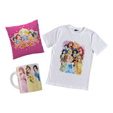 Remera Princesas Disney Combo Con Taza Y Almohada