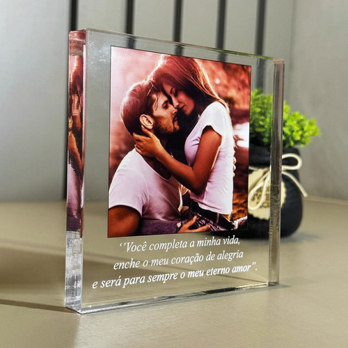 Placa De Cristal 3d Personalizada Com Foto E Nome Namorados