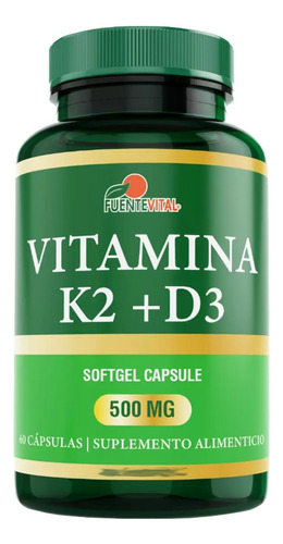 Vitamina K2 + D3 60 Caps Blanda Calcio Huesos Articulaciones