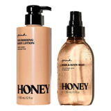 Set Pink Victorias Secret Hair & Body Mist + Tarro De Crema