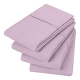 Fundas De Almohada Paquete 4pzs Tamaño Queen Color Lavanda