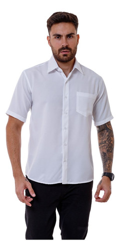 Camisa Social Masculina Manga Curta - 100% Poliéster