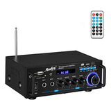 Amplificador Con Bluetooth De 2 Canales Con Radio Fm, Negro