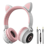 Auriculares Bluetooth Recargable Orejas Gato Luz Led Usb