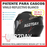 Patente Calco Vinilo Casco Moto Reflectivo Ley Kit X 2