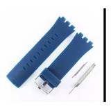 Correa 24mm Para Swatch +pasadores Y Herrami Surb100 Azul 