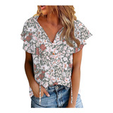 6s Camiseta De Mujer Con Estampado Elegante Con Cuello En V