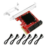 Adaptador 6 Puertos Sata A Pcie X4 Chip Asmedia Asm1062 