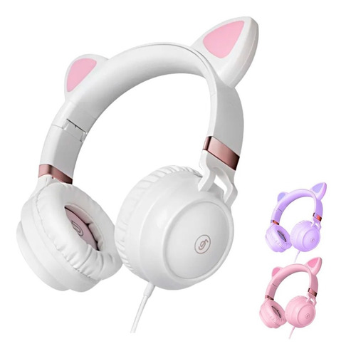 Auriculares Fingertime Oreja Gato Cat Vincha Cable Micrófono