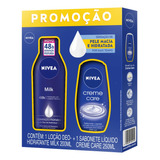 Kit Nivea Hidrat Milk 200ml + Sabonete Líq Creme Care 250 Ml