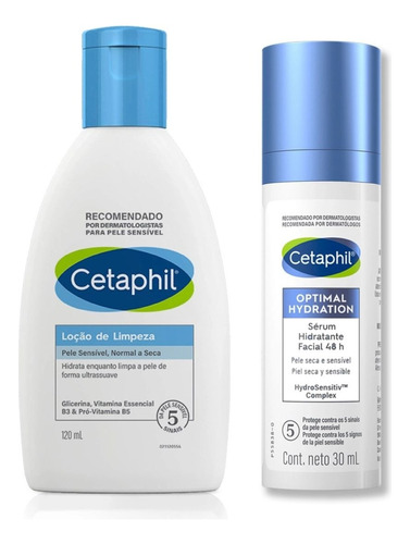 Kit Cetaphil Serum Hidratante 48h E Loção De Limpeza