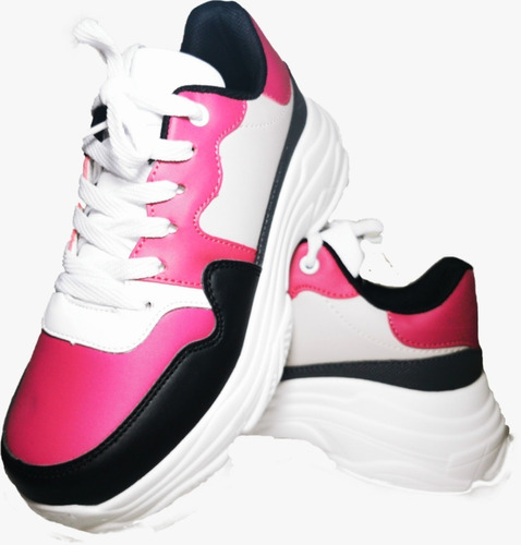 Zapatillas Chunky Blanco Y Rosa 705 -zapatillaschile