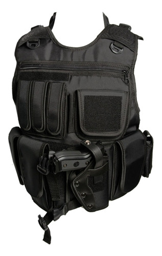 Capa De Colete Tático Militar Polícia Airsoft Swat Preto