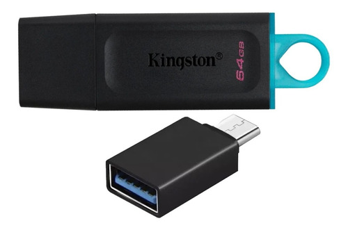 Pendrive Kingston 64gb Usb 3.2 + Adaptador Usb C Otg Android