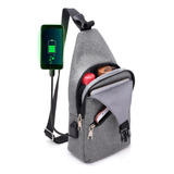 Mariconera Para Hombre Mochila Pechera Hombro Con Portabotella Puerto Usb Y Cable Incluido Para Carga De Dispositivos