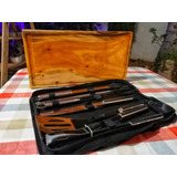 Kit Parrillero Con Tabla De Madera De Mora