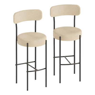 Juego De 2 Bancos Para Barra De Cocina O Bar. Altura De 1 M Acabado de la estructura Metal y Algodón Color Beige | Meses sin interés