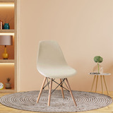 02 Capa De Cadeira Charles Eiffel Nordic Eames Luxo De Malha Cor Creme / Palha Desenho Do Tecido Liso