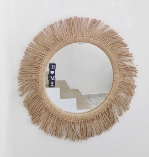 Espejo De Yute /espejo Redondo Decorativo