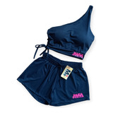 Conjunto Maria Gueixa Cropped Correntinha Saia Suplex 