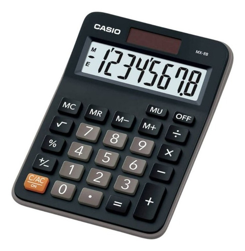 Calculadora De Sobremesa Casio Mx 8b W Dc Negra Color Negro