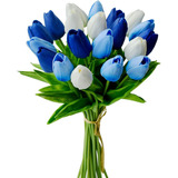 20 Tulipanes, Flores Artificiales Mandys - Tonos De Azul