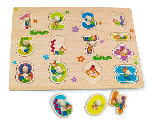 Puzzle Didactico Numeros Simbolo Madera Bebes Niños Niñas 