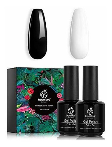 Beetles Gel Kit De Esmalte De Uñas - 2 Piezas 15ml Negro Bla