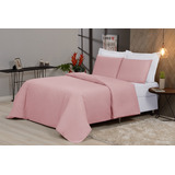 Capa Para Coberdron Casal Padrão Duvet Zíper 400 Fios Luxo Cor Rosa