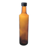 Botella Vidrio Aceite 500 Cc Redonda Ambar Tapa Inserto  X12