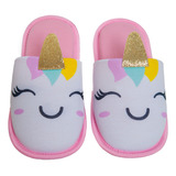 Pantufa Infantil Feminina Unicórnio Cotton Day Rosa