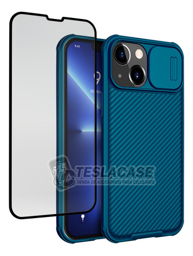 Carcasa iPhone 13 Mini Nillkin Azul + Vidrio Completo