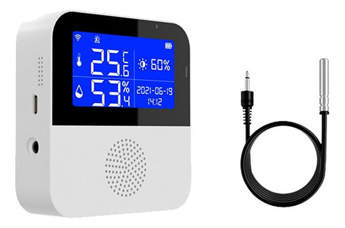 Reloj Sensor Ext. Temperatura Humedad Wifi Tuya Alexa Google