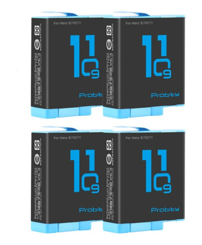 4x Bat P/ Gopro Black 12 Alta Carga 1800mah Hero 9 10 11 E