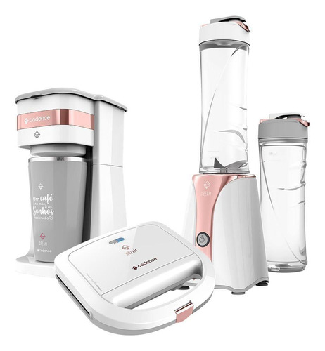 Kit Cadence Rosé Gold Blender Cafeteira Sanduicheira 127v