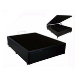 Base Para Cama Box Casal Preto Com Baú Corino