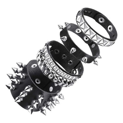 4 Pulseras Hombre Piel: Accesorios Para Hombre Goth Y2k