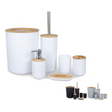   Kit Lavabo Para Banheiro 6 Peças Luxo De Plástico Bambu 