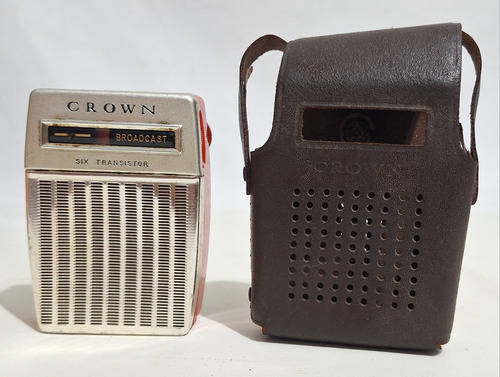 Antigo Mini Radio Crown Funcionando Anos 70 Com Capa