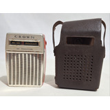 Antigo Mini Radio Crown Funcionando Anos 70 Com Capa