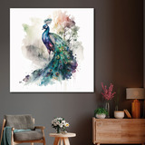 Cuadro Aves Pavo Real Canvas Animales Abstract 60x60 An5