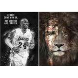 Kit 2 Quadros Placas Em Mdf Decoração Kobe Bryant Jesus Leão