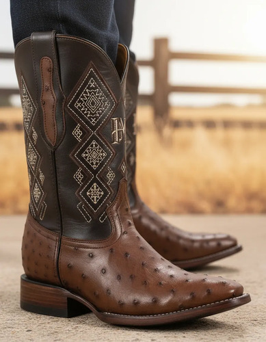 Bota Vaquera Genuina Avestruz Para Caballero