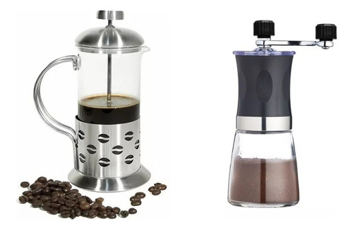 Pack Cafetera Francesa 800ml Con Moledor Manual De Café Simp