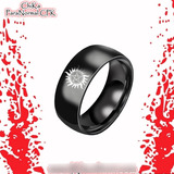 Anillo De Matrimonio Negro Tipo Argolla Con Pentagrama Wicca