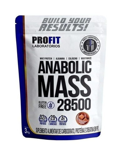 Suplemento Em Pó Profit Laboratórios  Anabolic Mass 28500 Proteínas Anabolic Mass 28500 Sabor  Chocolate Em Sachê De 3kg